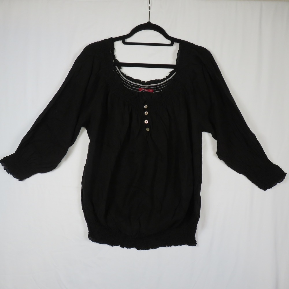 Barbara Lesser Peasant Top Blouse 3/4‎ Sleeve Bohemian Boho